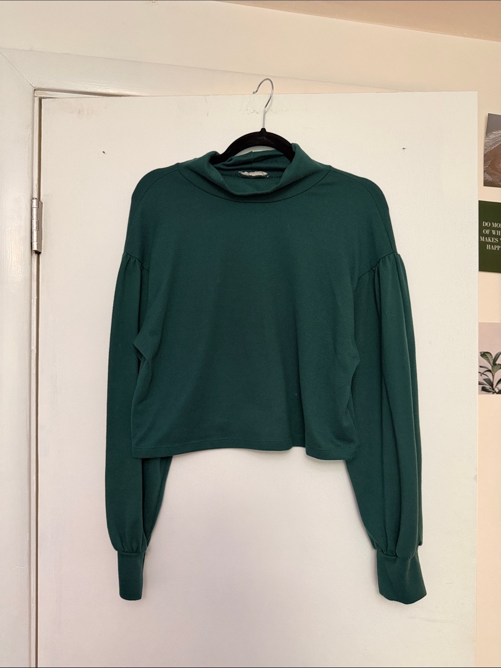 Altar'd State Deep Green Cropped Mock Neck Sweatshirt